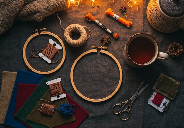 ręcznie haftowane detale i narzędzia